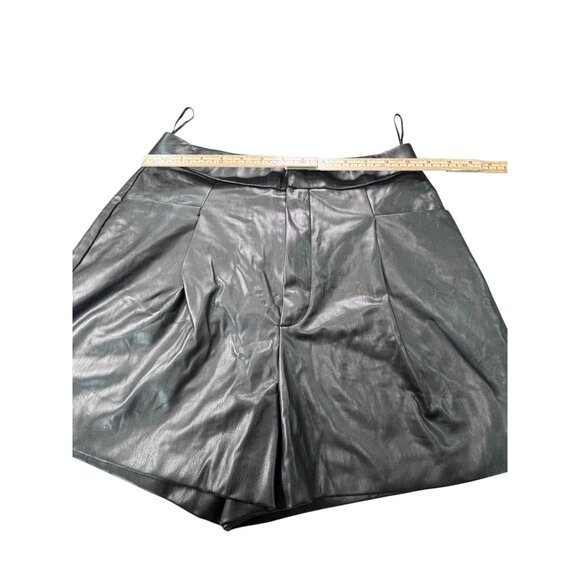 Zara Womens Faux Leather Black Pleated Skort Size M - Picture 4 of 10